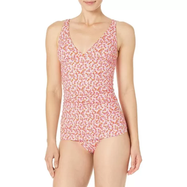 Amazon Essentials Womens Tankini Swim Top Available in Plus SizePale Peach Micro Floral