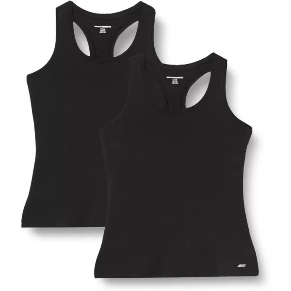 Amazon Essentials Womens Tech Stretch Racerback Tank Top Available in Plus Size Multipacks2 Black