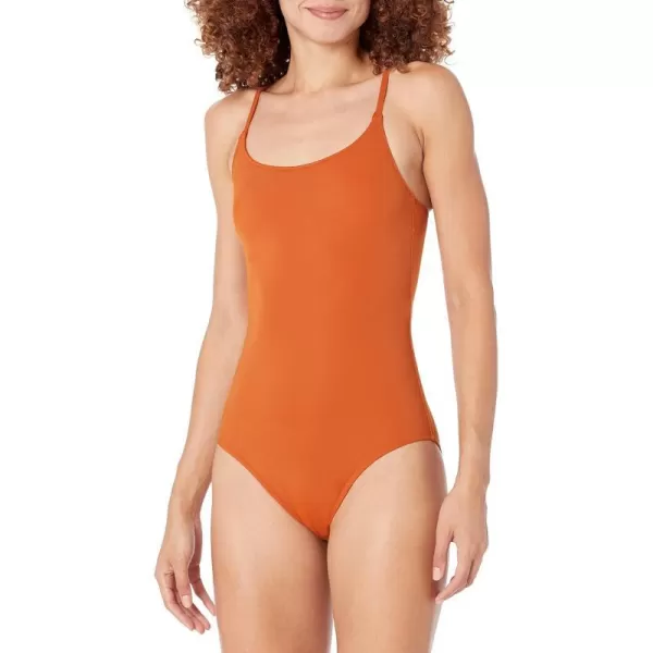 Amazon Essentials Womens Thin Strap onePiece SwimsuitTerracotta