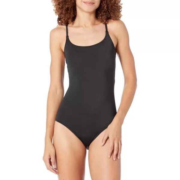 Amazon Essentials Womens Thin Strap onePiece SwimsuitWashed Black