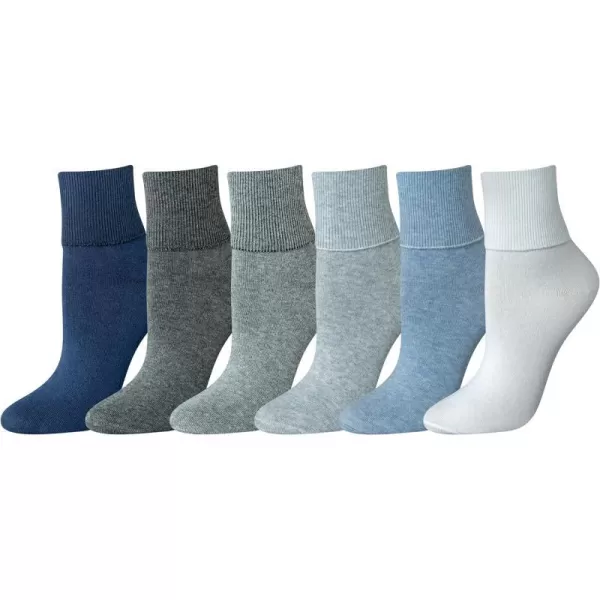 Amazon Essentials Womens Turn Cuff Socks 6 PairsBasic Colors