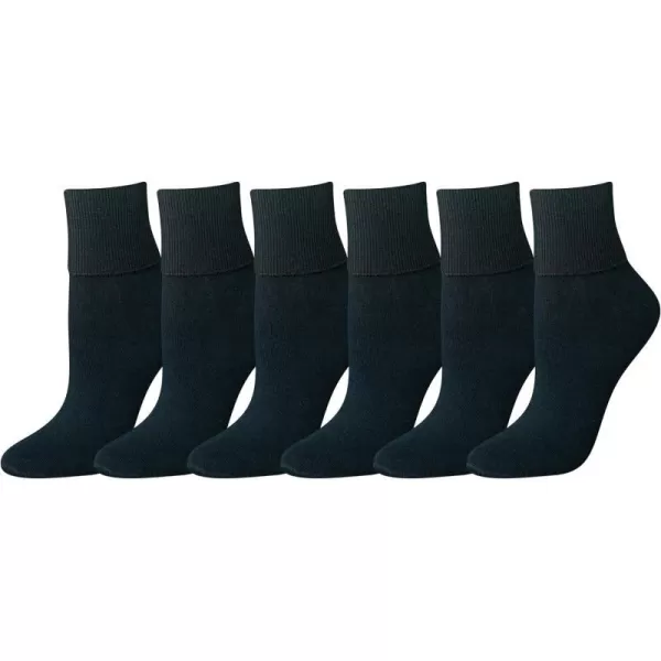 Amazon Essentials Womens Turn Cuff Socks 6 PairsBlack