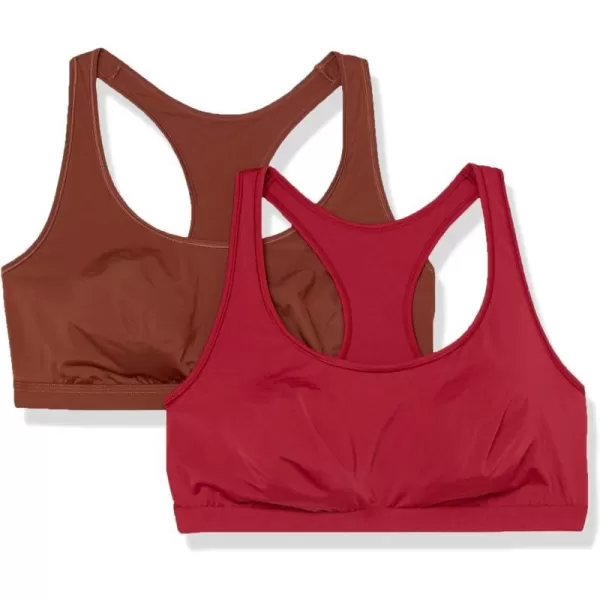 Amazon Essentials Womens Unlined Scoop Neck Bralette Pack of 2ChocolateBurgundy