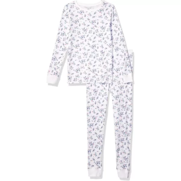 Amazon Essentials Womens Waffle Snug Fit Pajama SetWhite Floral