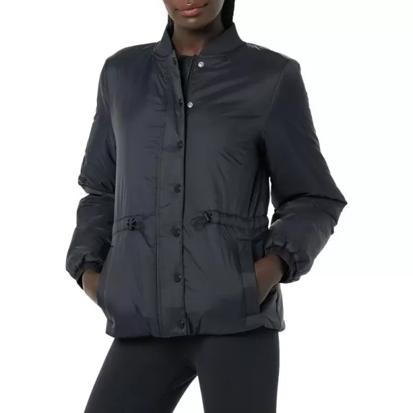 Amazon Essentials Womens Waist Padded Bomber JacketBlack