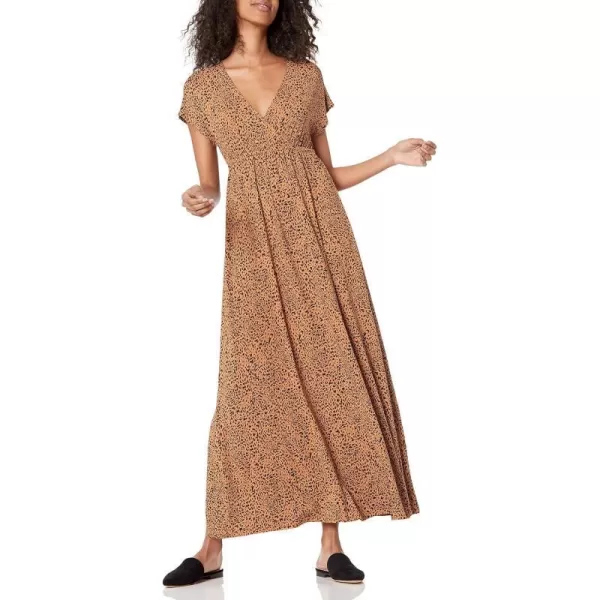 Amazon Essentials Womens Waisted Maxi Dress Available in Plus SizeRayon Blend Dark Camel Animal