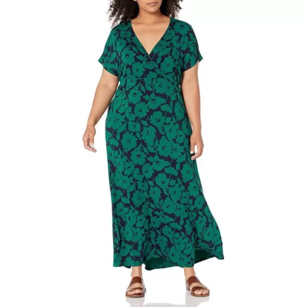 Amazon Essentials Womens Waisted Maxi Dress Available in Plus SizeRayon Blend Green Floral