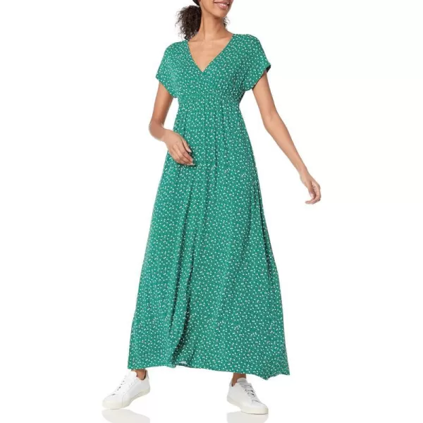 Amazon Essentials Womens Waisted Maxi Dress Available in Plus SizeRayon Blend Green Leaf Print