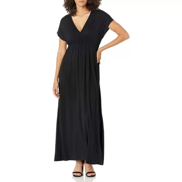 Amazon Essentials Womens Waisted Maxi Dress Available in Plus SizeSustainably Sourced Rayon Blend Black