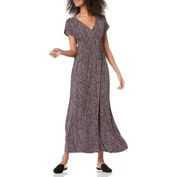 Amazon Essentials Womens Waisted Maxi Dress Available in Plus SizeSustainably Sourced Rayon Blend Black Confetti Print