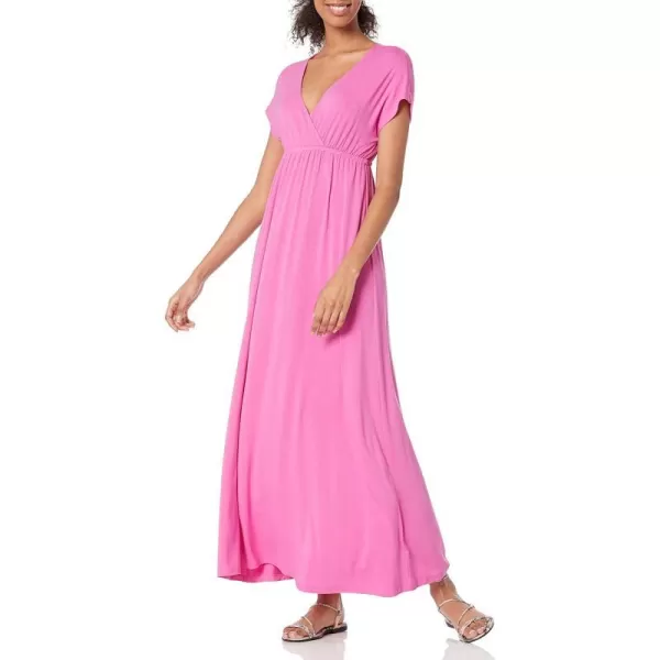 Amazon Essentials Womens Waisted Maxi Dress Available in Plus SizeSustainably Sourced Rayon Blend Bright Pink