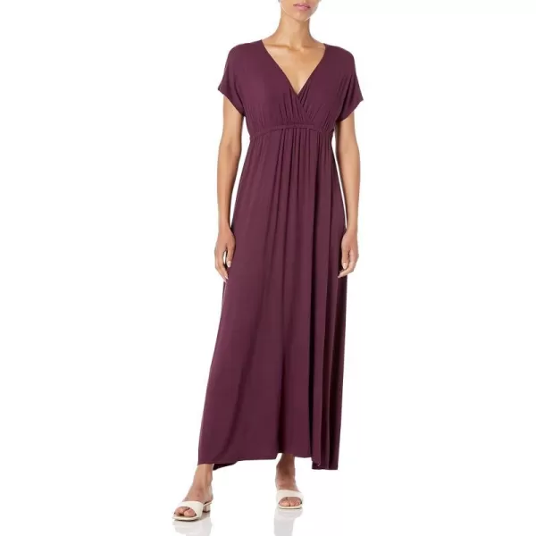 Amazon Essentials Womens Waisted Maxi Dress Available in Plus SizeSustainably Sourced Rayon Blend Burgundy