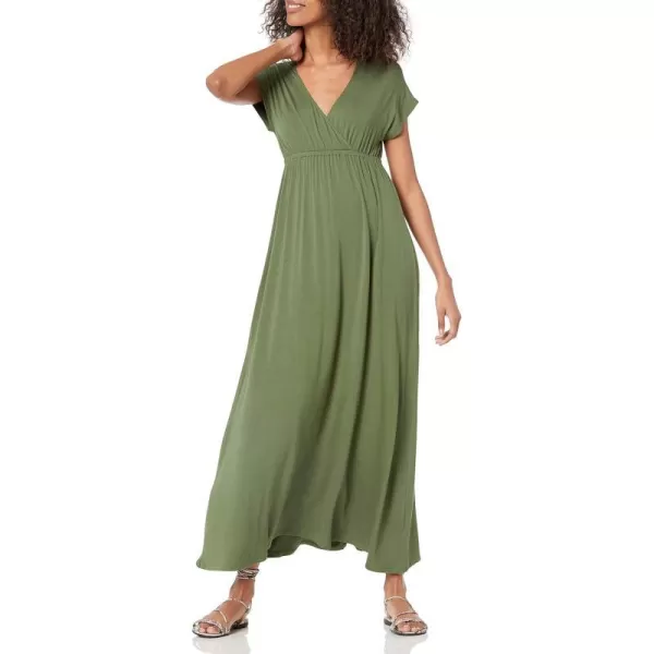 Amazon Essentials Womens Waisted Maxi Dress Available in Plus SizeSustainably Sourced Rayon Blend Light Olive