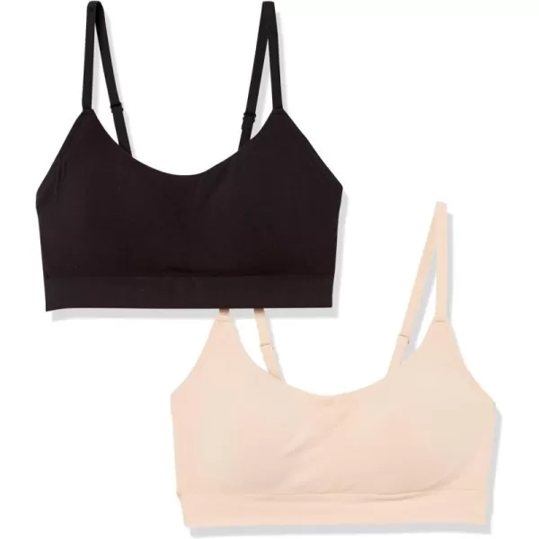 Amazon Essentials Womens Wirefree Bra Pack of 2BlackEcru