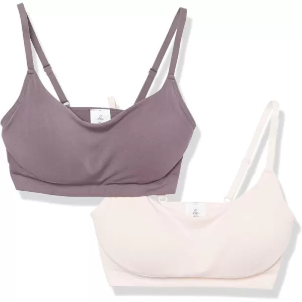 Amazon Essentials Womens Wirefree Bra Pack of 2Dusty PurplePearl