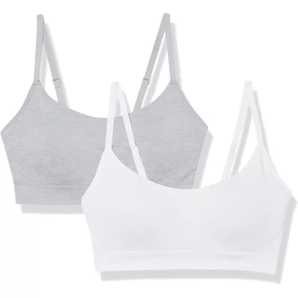 Amazon Essentials Womens Wirefree Bra Pack of 2WhiteLight Grey Heather