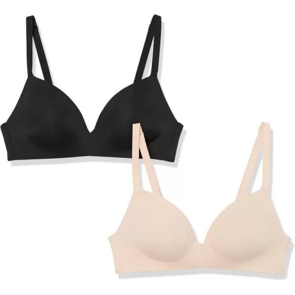 Amazon Essentials Womens Wireless Lightly Lined Bra Pack of 2BlackSoft Petal