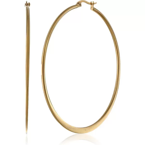 Amazon Essentials Yellow Gold Plated Stainless Steel Flattened Hoop Earrings 60mmAmazon Essentials Yellow Gold Plated Stainless Steel Flattened Hoop Earrings 60mm