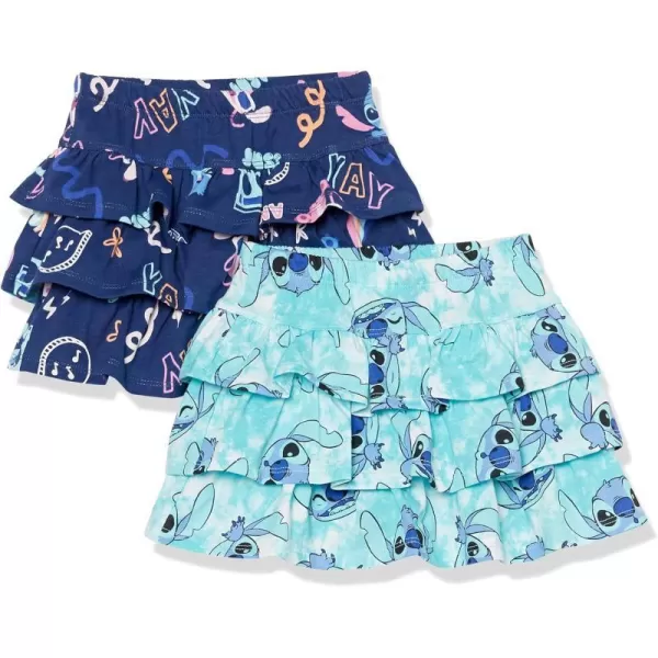 Spotted Zebra Disney  Marvel  Star Wars  Frozen  Princess Girls and Toddlers Knit Ruffle Scooter Skirts Pack of 2Navy StitchSky Blue Tie Dye