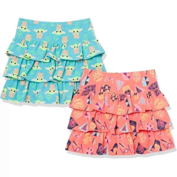 Spotted Zebra Disney  Marvel  Star Wars  Frozen  Princess Girls and Toddlers Knit Ruffle Scooter Skirts Pack of 2Neon Star Wars Child