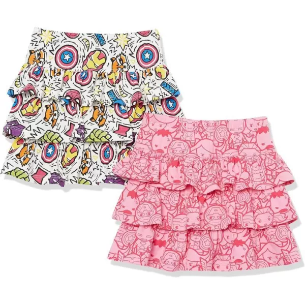 Spotted Zebra Disney  Marvel  Star Wars  Frozen  Princess Girls and Toddlers Knit Ruffle Scooter Skirts Pack of 2PinkMarvel