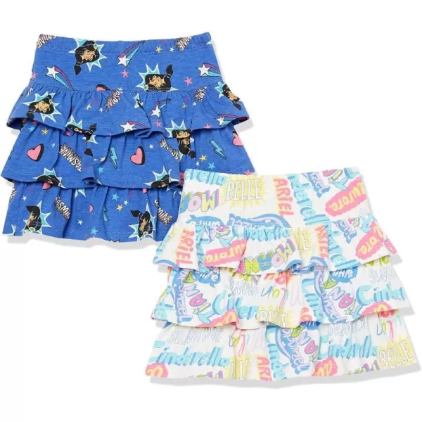 Spotted Zebra Disney  Marvel  Star Wars  Frozen  Princess Girls and Toddlers Knit Ruffle Scooter Skirts Pack of 2Princess Jasmine