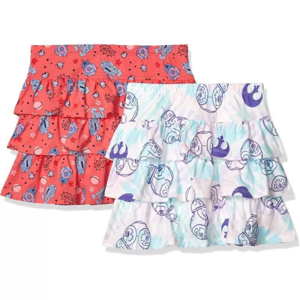 Spotted Zebra Disney  Marvel  Star Wars  Frozen  Princess Girls and Toddlers Knit Ruffle Scooter Skirts Pack of 2RedWhiteStar WarsTie Dye