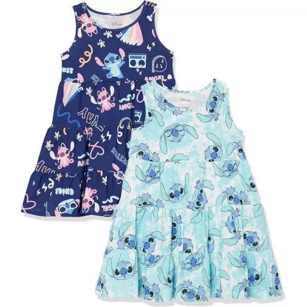 Spotted Zebra Disney  Marvel  Star Wars  Frozen  Princess Girls and Toddlers Knit Sleeveless Tiered Dresses Pack of 2StitchTie Dye