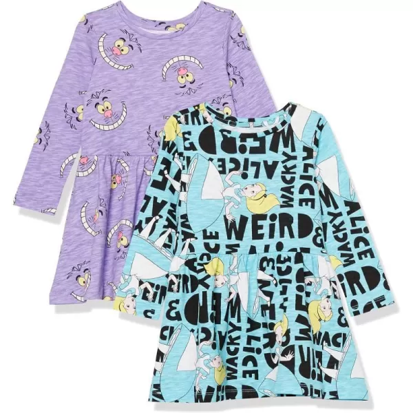 Spotted Zebra Disney  Marvel  Star Wars  Frozen  Princess Toddlers Big Girls Knit LongSleeve Play Dresses Pack of 2Disney Alice