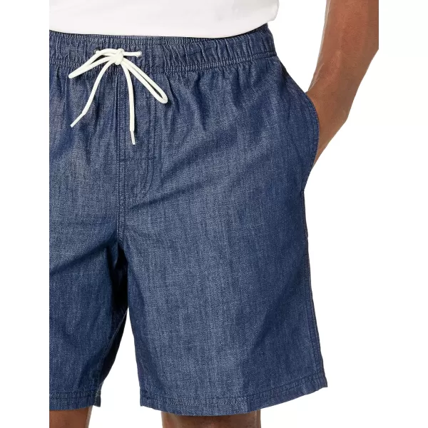 Amazon Essentials Mens 8quot Inseam RelaxedFit Drawstring Walk Short Available in Plus SizeDark Wash Chambray