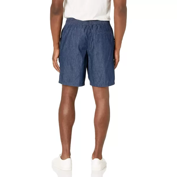 Amazon Essentials Mens 8quot Inseam RelaxedFit Drawstring Walk Short Available in Plus SizeDark Wash Chambray