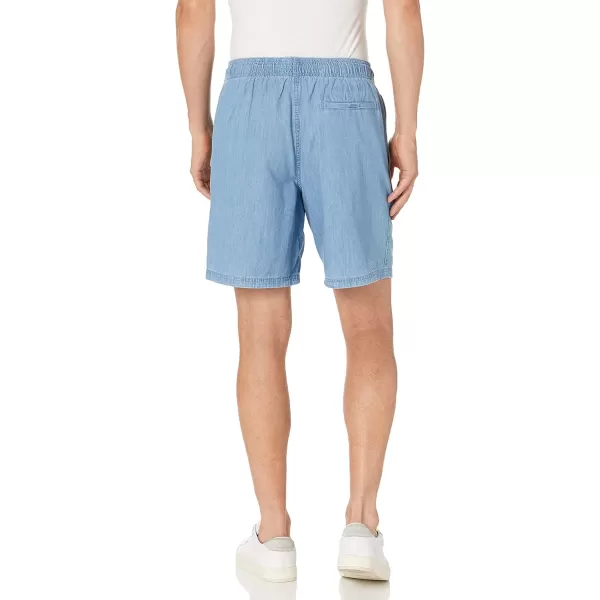 Amazon Essentials Mens 8quot Inseam RelaxedFit Drawstring Walk Short Available in Plus SizeLight Wash Chambray