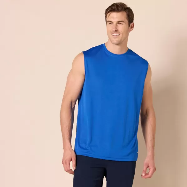 Amazon Essentials Mens Active Performance Tech Muscle Tank Pack of 2Medium GreyRoyal Blue