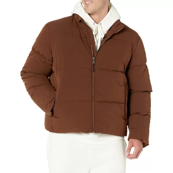 Amazon Essentials Mens Mock Neck Puffer Available in Big ampamp TallDeep Brown