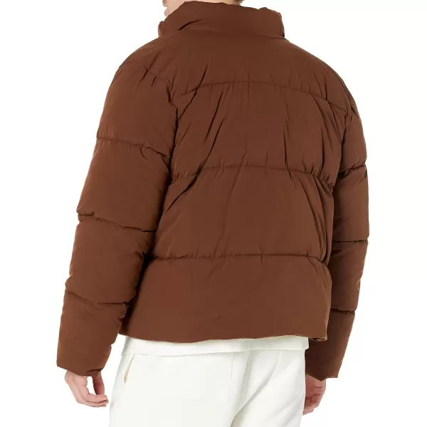 Amazon Essentials Mens Mock Neck Puffer Available in Big ampamp TallDeep Brown