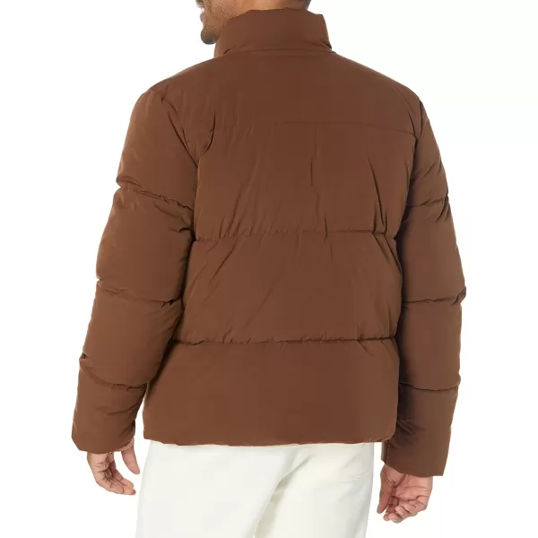 Amazon Essentials Mens Mock Neck Puffer Available in Big ampamp TallDeep Brown