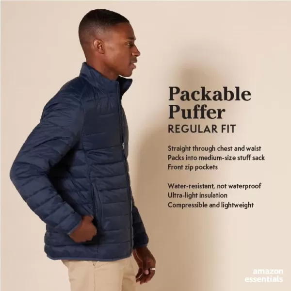 Amazon Essentials Mens Packable Lightweight WaterResistant Puffer Jacket Available in Big ampamp TallBlack