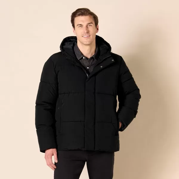 Amazon Essentials Mens Recycled Polyester MidLength Hooded Puffer Available in Big ampamp TallBlack