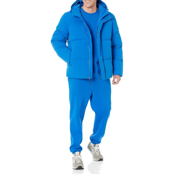 Amazon Essentials Mens Recycled Polyester MidLength Hooded Puffer Available in Big ampamp TallBright Blue