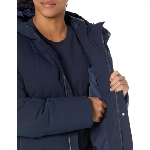 Amazon Essentials Mens Recycled Polyester MidLength Hooded Puffer Available in Big ampamp TallNavy