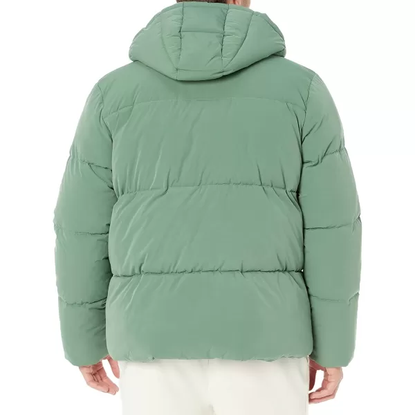 Amazon Essentials Mens Recycled Polyester MidLength Hooded Puffer Available in Big ampamp TallSage Green