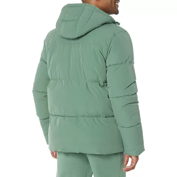 Amazon Essentials Mens Recycled Polyester MidLength Hooded Puffer Available in Big ampamp TallSage Green