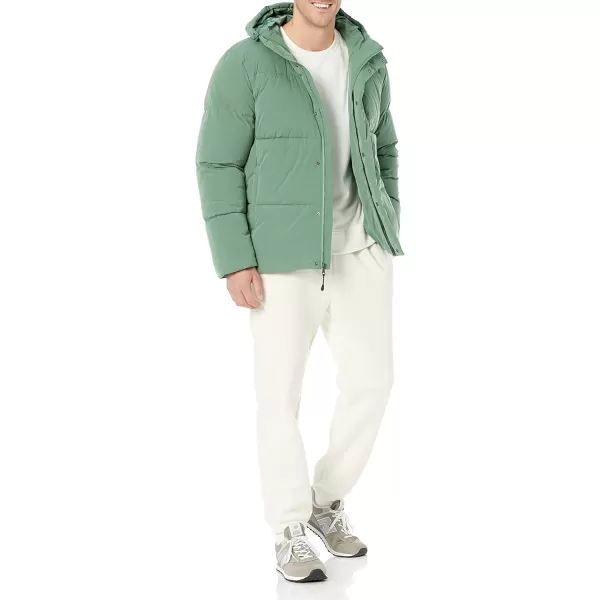 Amazon Essentials Mens Recycled Polyester MidLength Hooded Puffer Available in Big ampamp TallSage Green