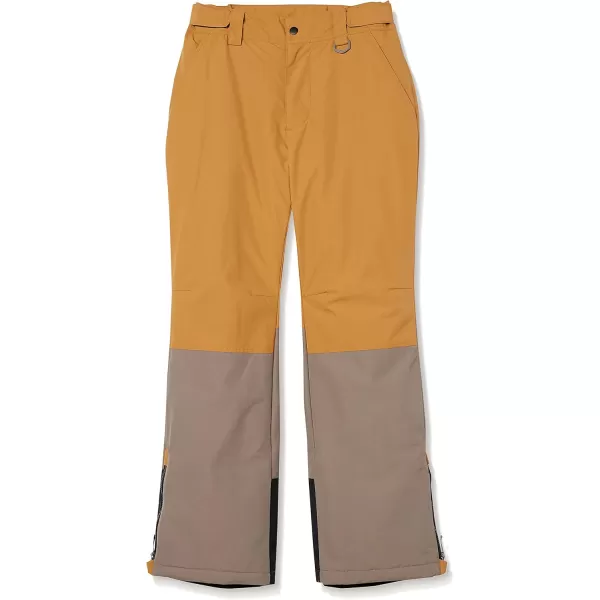 Amazon Essentials mens WaterResistant Insulated Snowboard Snow PantBrown Mustard Yellow Color Block