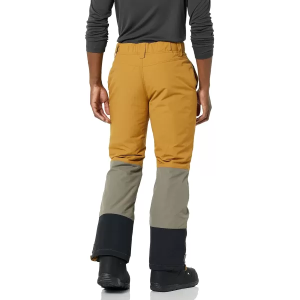 Amazon Essentials mens WaterResistant Insulated Snowboard Snow PantBrown Mustard Yellow Color Block