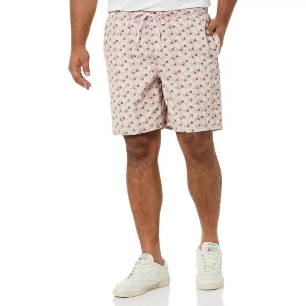 Amazon Essentials Mens 8quot Inseam RelaxedFit Drawstring Walk Short Available in Plus SizeDusty Pink Palm Leaf Print