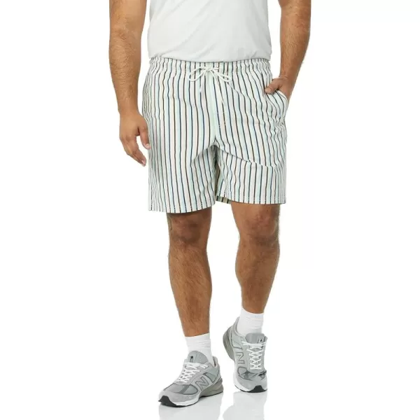 Amazon Essentials Mens 8quot Inseam RelaxedFit Drawstring Walk Short Available in Plus SizeGreen Pink Vertical Stripe