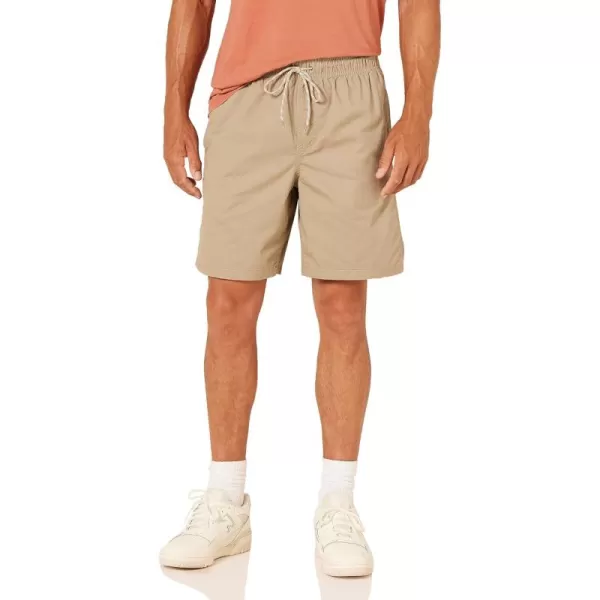 Amazon Essentials Mens 8quot Inseam RelaxedFit Drawstring Walk Short Available in Plus SizeKhaki Brown