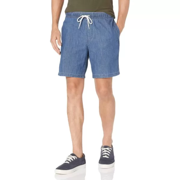 Amazon Essentials Mens 8quot Inseam RelaxedFit Drawstring Walk Short Available in Plus SizeMedium Wash Chambray