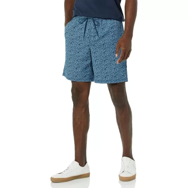 Amazon Essentials Mens 8quot Inseam RelaxedFit Drawstring Walk Short Available in Plus SizeNavy Palm Leaf Print